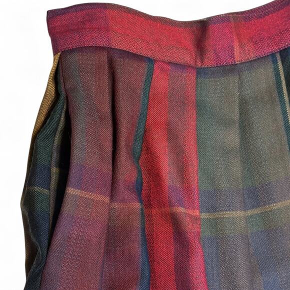 Vintage 80s Liz Claiborne Pleated Midi Skirt Sz 8 Tartan Plaid Lined Cottagecore - Picture 8 of 11